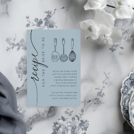 Rustic Dusty Blue Bridal Shower Recipe Begleitkarte