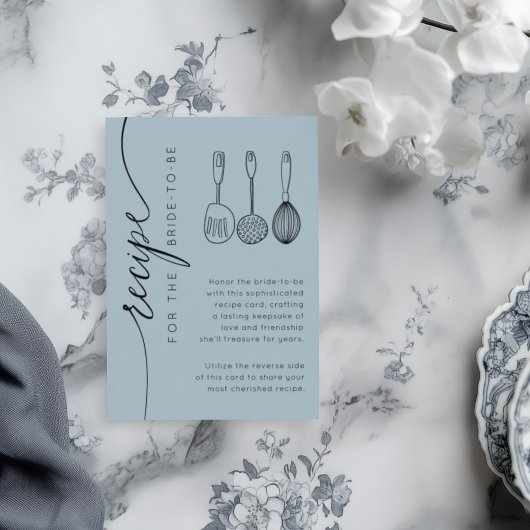 Rustic Dusty Blue Bridal Shower Recipe Begleitkarte