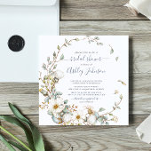 Rustic Dusty Blue Cream Floral Bridal Shower Einladung