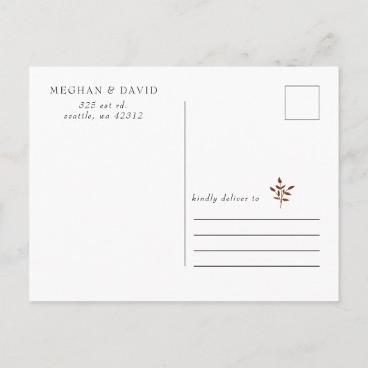 Rustic Dusty Blue Einfach botanisch Save the Date Ankündigungspostkarte (Rückseite)