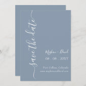 Rustic Dusty Blue Elegante Moderne Save The Date (Vorne/Hinten)