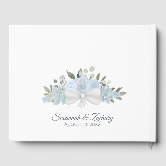Rustic Dusty Blue Floral Boho Elegante Wedding Gästebuch (Rückseite)