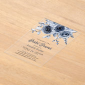 Rustic Dusty Blue Floral Bridal Shower Acryleinladungen (Ablage )