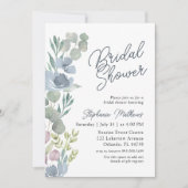 Rustic Dusty Blue Floral Bridal Shower Invitation Einladung (Vorderseite)
