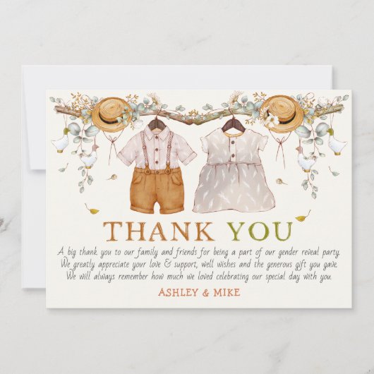 Rustic Dusty Blue Floral Cotattcore Vielen Dank Einladung (Vorderseite)