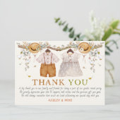 Rustic Dusty Blue Floral Cotattcore Vielen Dank Einladung (Stehend Vorderseite)