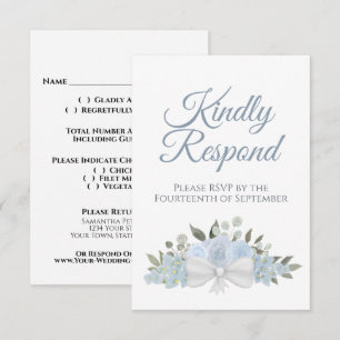 Rustic Dusty Blue Floral Kindly Respektierung Hoch RSVP Karte