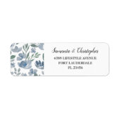 Rustic Dusty Blue Floral Watercolor Address Label (Vorne)