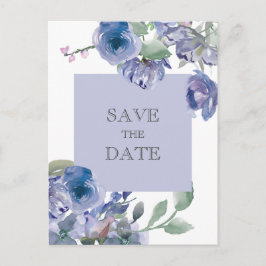 Rustic Dusty Blue Floral Wedding Ankündigungspostkarte
