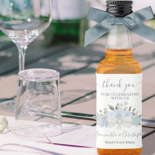 Rustic Dusty Blue Floral Wedding Danke Mini Alkoholflaschenetikett