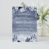 Rustic Dusty Blue Floral Wedding Einladung (Stehend Vorderseite)