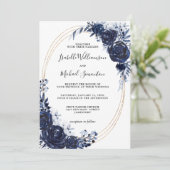 Rustic Dusty Blue Floral Wedding Einladung (Stehend Vorderseite)