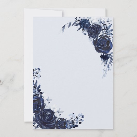 Rustic Dusty Blue Floral Wedding Einladung (Rückseite)