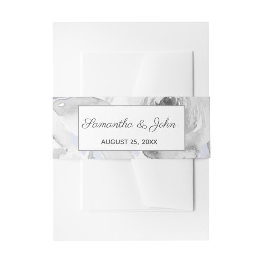 Rustic Dusty Blue Floral Wedding Einladungsbanderole (Vorderseite Beispiel)