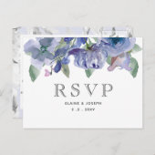 Rustic Dusty Blue Floral Wedding Einladungspostkarte (Vorne/Hinten)