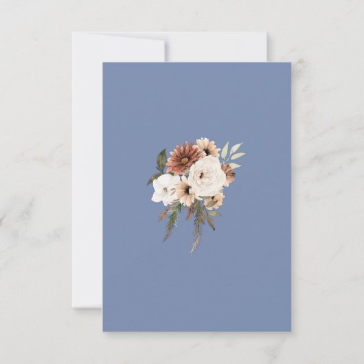 Rustic Dusty Blue Floral Wedding Guest Danke (Rückseite)