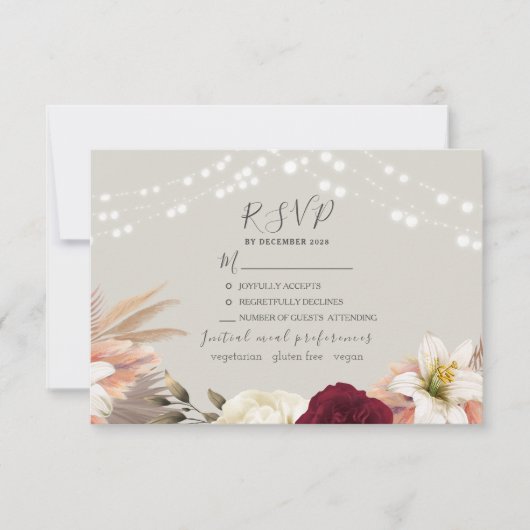 Rustic Dusty Blue Floral Wedding RSVP Card (Vorderseite)