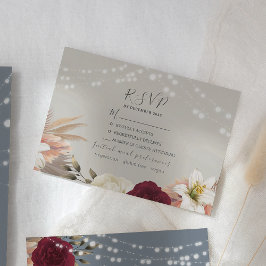 Rustic Dusty Blue Floral Wedding RSVP Card Karte