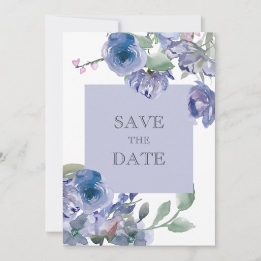 Rustic Dusty Blue Floral Wedding Save The Date (Vorderseite)
