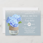 Rustic Dusty Blue Hydrangea Brautparty Brunch Einladung (Vorderseite)