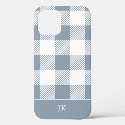 Rustic Dusty Blue Kariert Pattern Monogram Case-Mate iPhone Hülle (Rückseite)