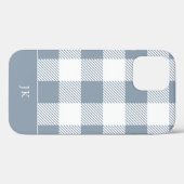 Rustic Dusty Blue Kariert Pattern Monogram Case-Mate iPhone Hülle (Rückseite (Horizontal))