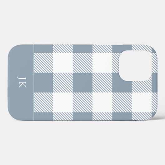 Rustic Dusty Blue Kariert Pattern Monogram Case-Mate iPhone Hülle (Rückseite (Horizontal))