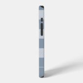 Rustic Dusty Blue Kariert Pattern Monogram iPhone Hülle (Linke Seite)