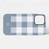 Rustic Dusty Blue Kariert Pattern Monogram iPhone Hülle (Rückseite (Horizontal))