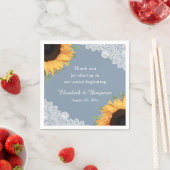 Rustic Dusty Blue Lace Sonnenblumenhochzeit Serviette (Beispiel)