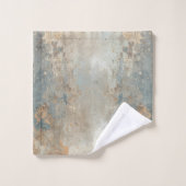 Rustic Dusty Blue Light Brown Abstract Farmhouse Badhandtuch Set (Waschlappen)