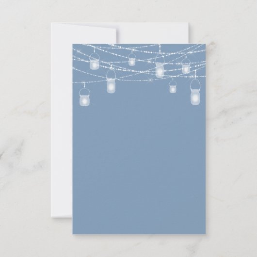Rustic Dusty Blue Lights Wedding RSVP Card (Rückseite)