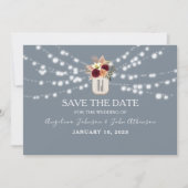 Rustic Dusty Blue Mason Jar Save the Date (Vorderseite)