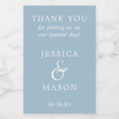 Rustic Dusty Blue Mini Wein Flasche Etikett Gefall (Einzelnes Label)