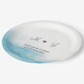 Rustic Dusty Blue Mit Monogramm Custom Wedding Pappteller (Schrägansicht)