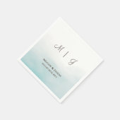 Rustic Dusty Blue Mit Monogramm Wedding Cocktail Serviette (Ecke)