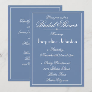 Rustic Dusty Blue Name Chic Script-Brautparty Einladung