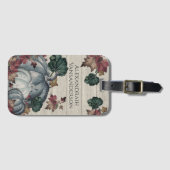 Rustic Dusty Blue Pumpkin Herbstlaubs Gray Wood Lu Gepäckanhänger (Vorderseite (Horizontal))