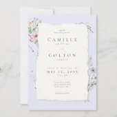 Rustic Dusty Blue Romantic Wildflower Wedding Einladung (Vorderseite)