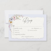 Rustic Dusty Blue Romantic Wildflower Wedding RSVP Karte (Vorderseite)