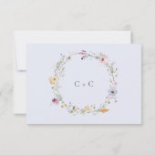 Rustic Dusty Blue Romantic Wildflower Wedding RSVP Karte (Rückseite)
