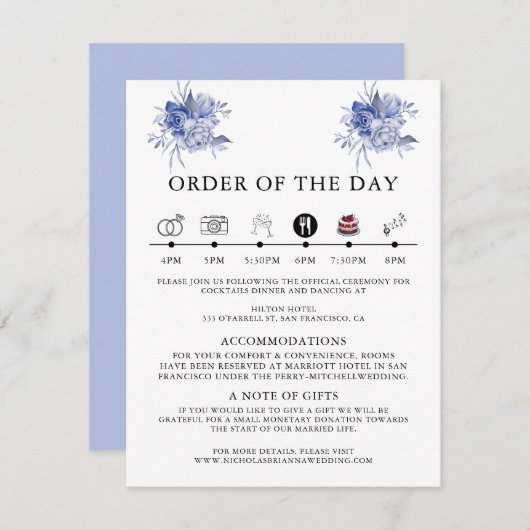 rustic dusty blue roses and other flowers begleitkarte (Vorne/Hinten)