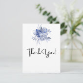 rustic dusty blue roses and other flowers dankeskarte (Stehend Vorderseite)