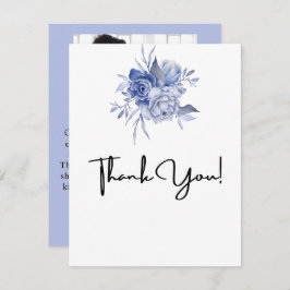 rustic dusty blue roses and other flowers dankeskarte