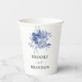 rustic dusty blue roses and other flowers pappbecher (Vorderseite)