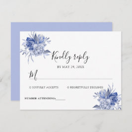 rustic dusty blue roses and other flowers RSVP karte