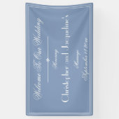 Rustic Dusty Blue Script Name Chic Wedding Willkom Banner (Vertikal)