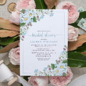 Rustic Dusty Blue Script Wildblume Brautparty Einladung