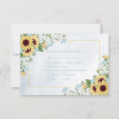 Rustic Dusty Blue Sonnenblume UAWG RSVP Karte (Rückseite)