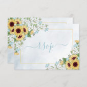 Rustic Dusty Blue Sonnenblume UAWG RSVP Karte (Vorne/Hinten)